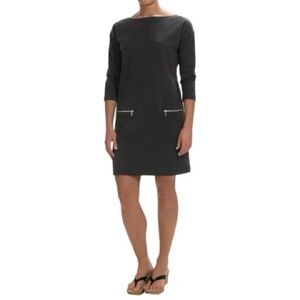 Joann Vass size 1 interlock knit two pocket short dress Black Long Sleeve